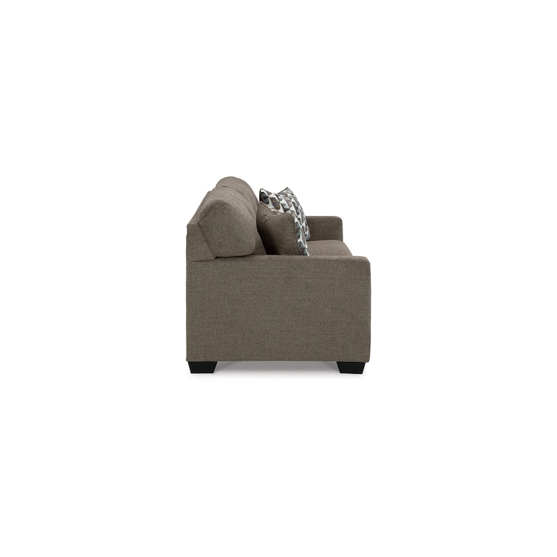 Joey 75 Inch Sofa with 2 Accent Throw Pillows, Tufted Back, Brown Polyester