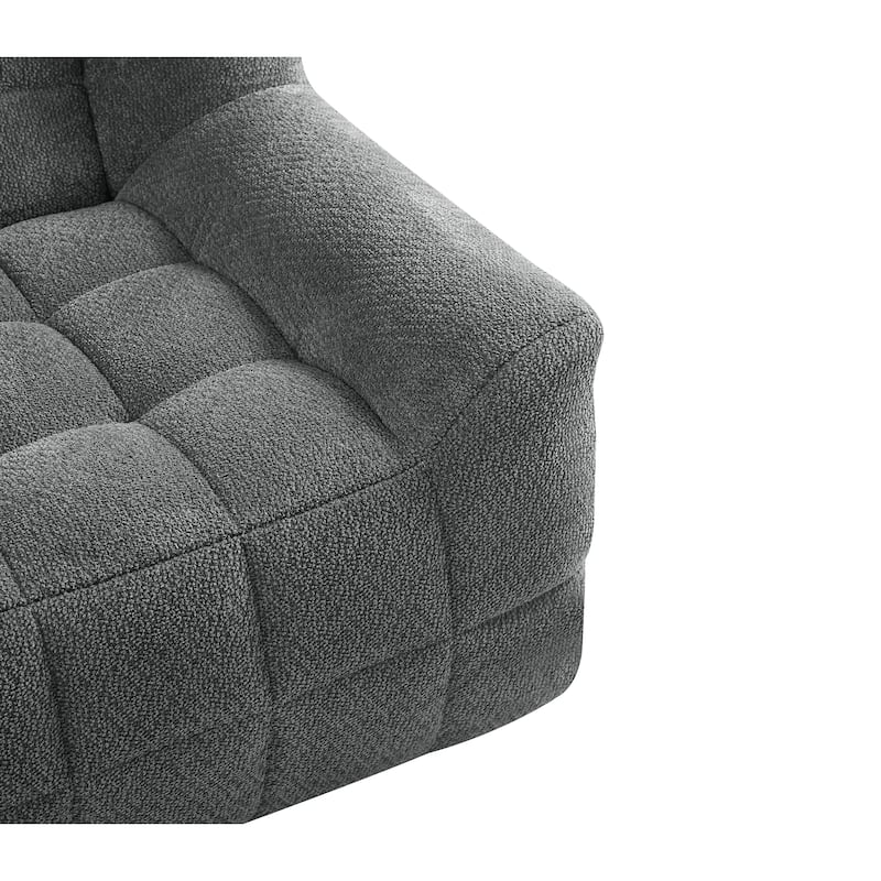 Liyasi 2 Seater Full Compression Sofa Beige Lychee Velvet No Assembly Required