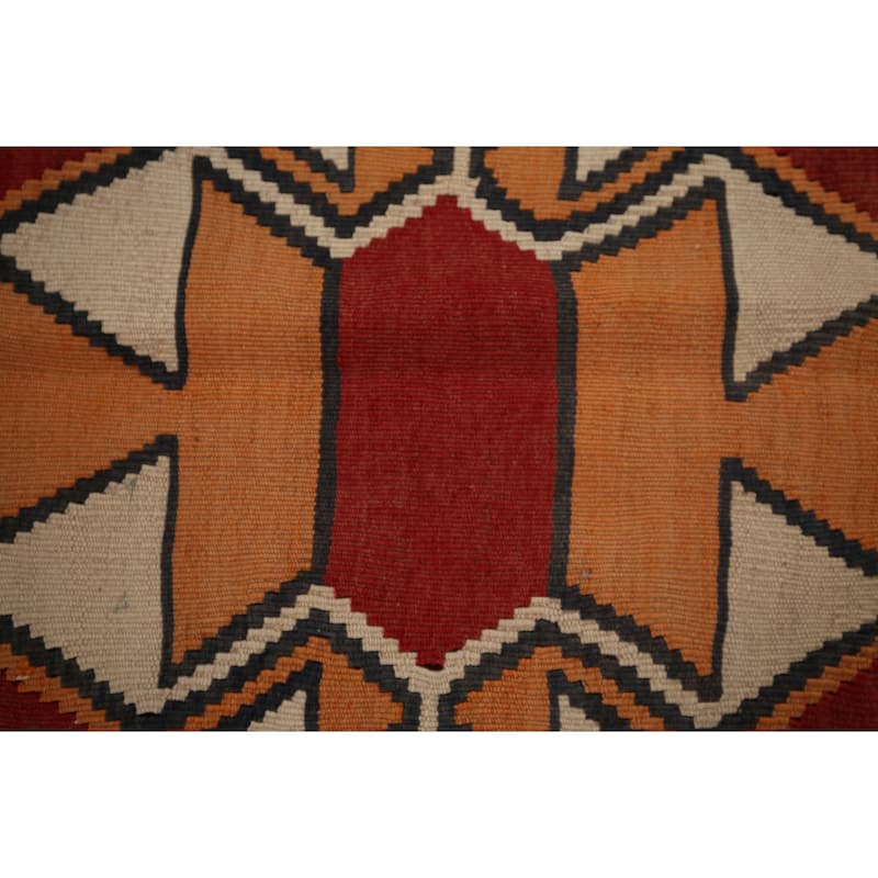 Vegetable Dye Kilim Qashqai Persian Vintage Flatweave Red Wool Carpet - 4'11"x 8'7"