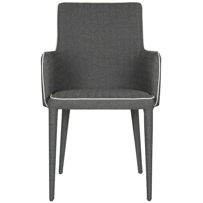 SAFAVIEH Elois Mid-Century Dining Modern White Arm Chair - 23.6" W x 21.6" L x 35.5" H - 24"Wx22"Dx36"H