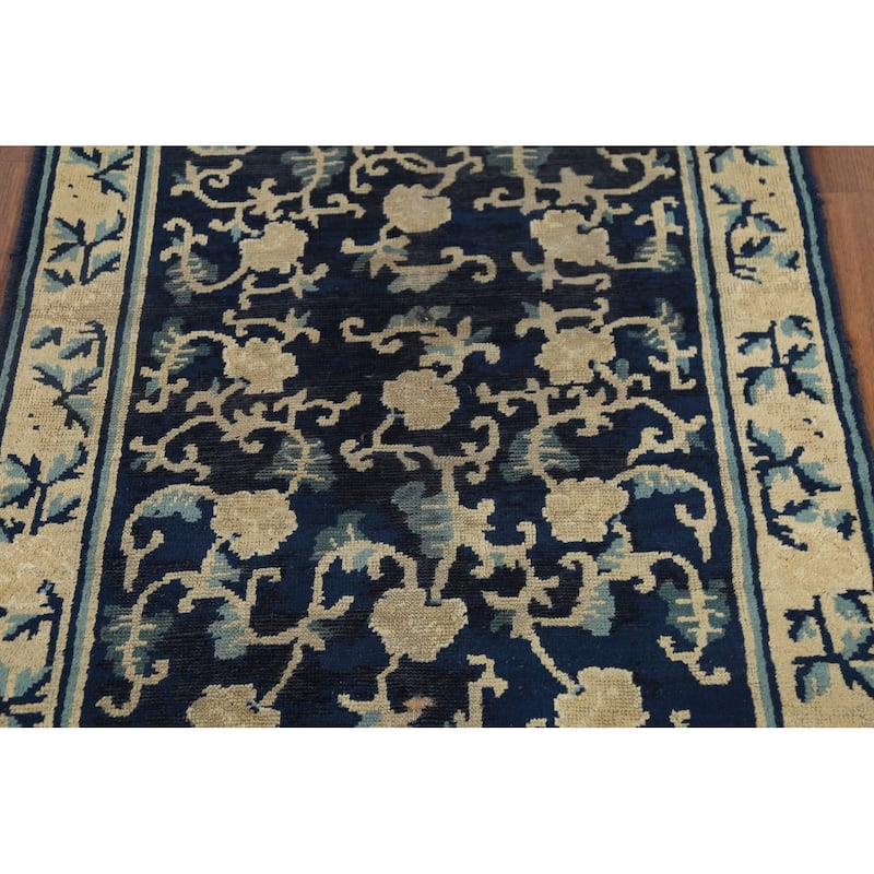Vegetable Dye Art Deco Chinese Foyer Rug Hand-Knotted Wool Carpet - 2'11"x 4'9"