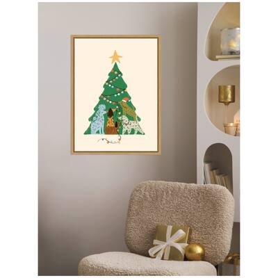 Kate and Laurel Sylvie Framed Canvas Dogmas by Aislinn Simmonds Duchess Plum