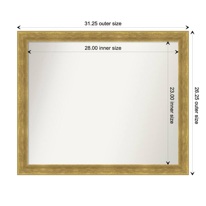 Angled Gold Framed Non-Beveled Custom Wall Mirror, Bathroom Vanity Mirror
