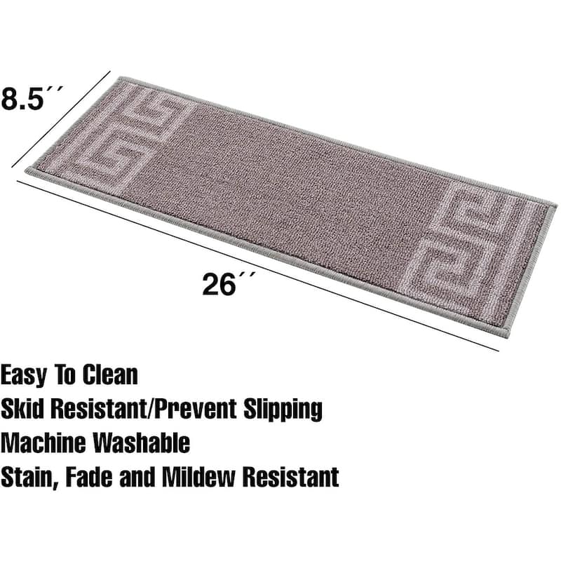 Stair Treads Greek Key Meander Design Non Slip Backing, 8.5''X26''