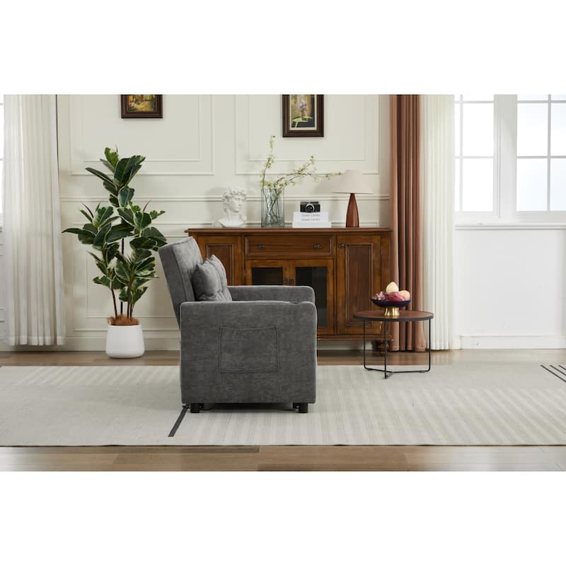 Pull-Out Sofa Bed Daybed, Lounge Chaise Loveseat with Adjustable Backrest, Convertible Sleeper Sofa with USB Charging