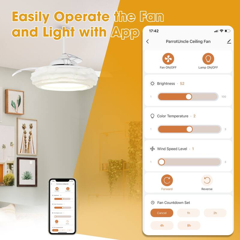 52" Coastal White Metal Fandelier Smart Ceiling Fans with Lights and Remote, App Control, Voice Control