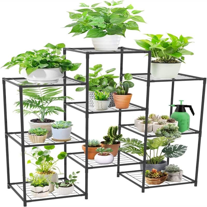 Plant Stand Indoor Plant Stands Metal Outdoor Tiered Plant Shelf - 16.45 x 11.06 x 5.04