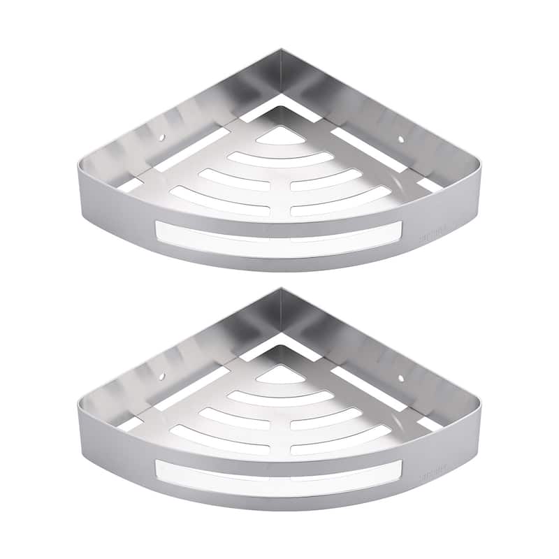 WOWOW Two Piece Stainless Steel Modern Wall Mounted Storage Basket - N/A - Brushed Nickel