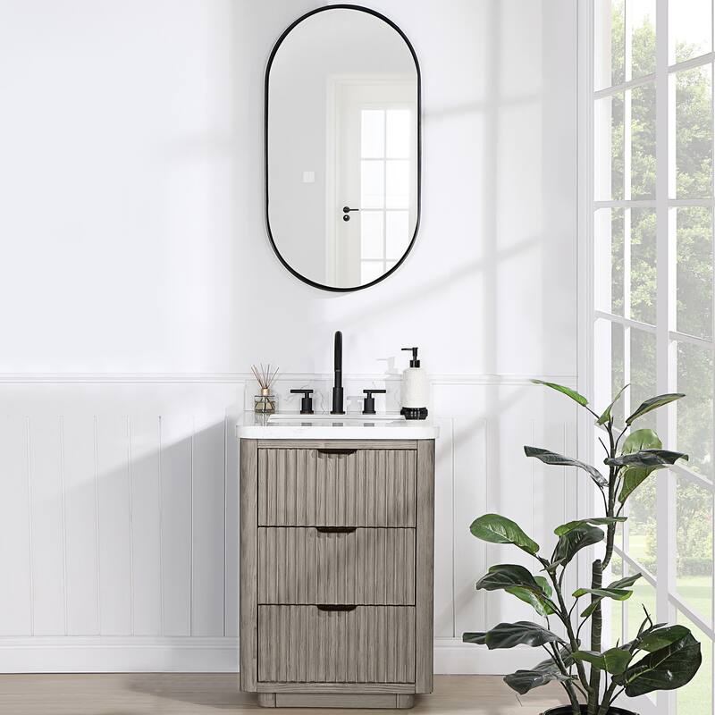 Cadiz Bath Vanity with Composite Stone Top and Mirror
