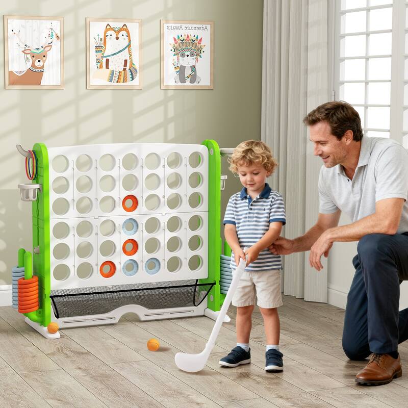 PE PP PVC 4-in-1 Jumbo Game Set with Adjustable Height and Cup Holders - 40.5" x 15.5" x 32.5"-38.5"