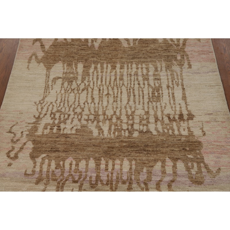 Vegetable Dye Oushak Turkish Rug Handmade Bedroom Wool Carpet - 3'10"x 6'1"