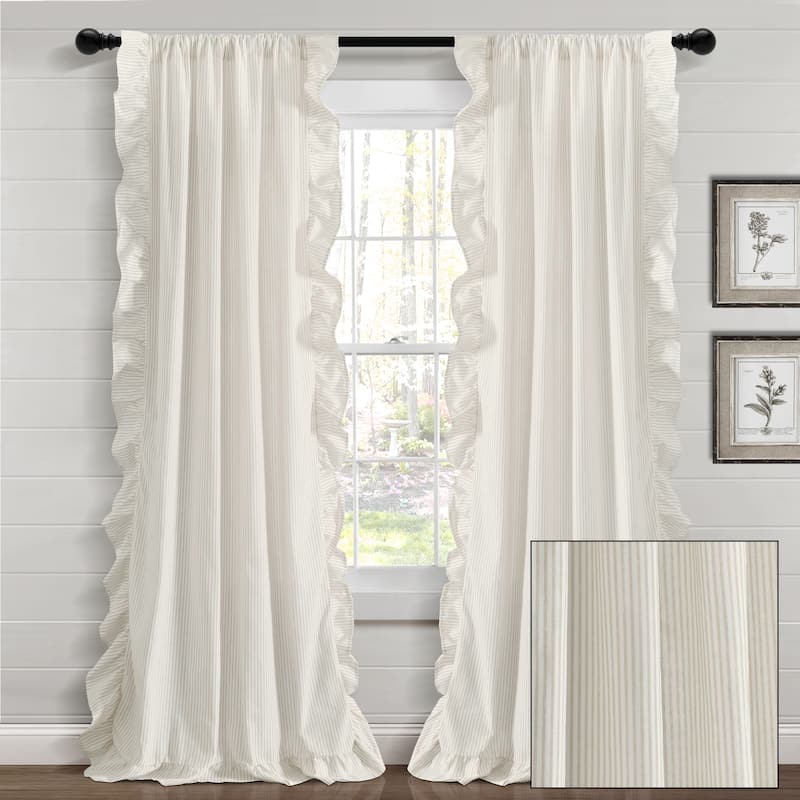 Lush Decor Farmhouse Reyna Ruffle Window Curtain Panels