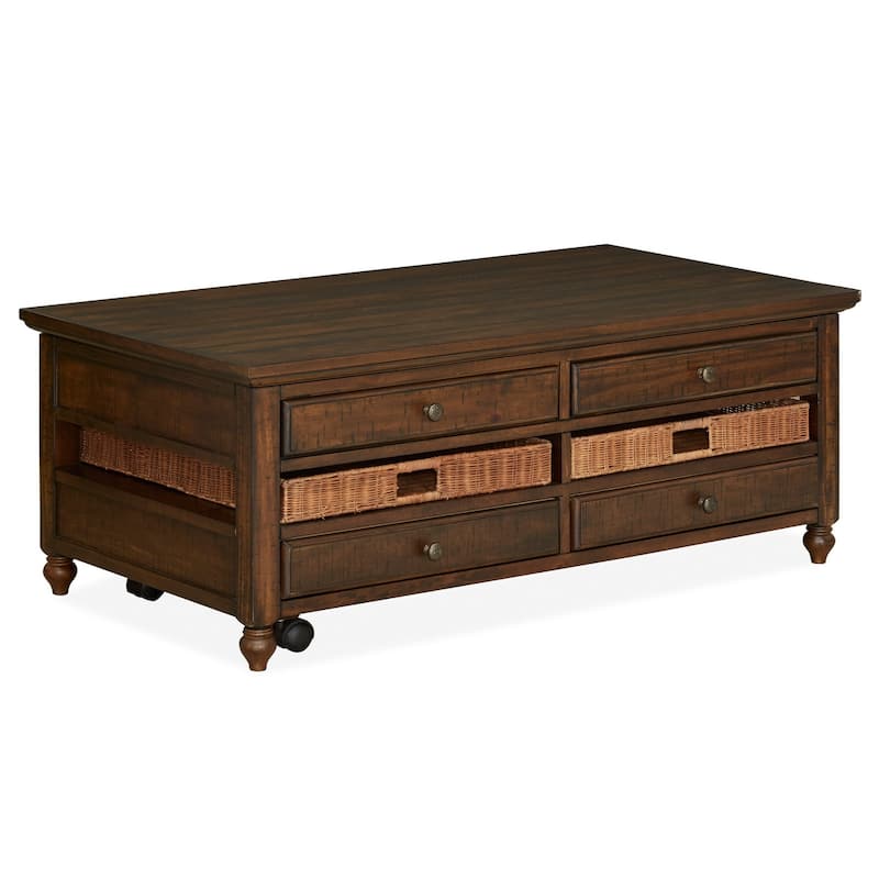 Magnussen Home Cottage Lane Coffee Rectangular Lift Top Cocktail Table - 50''W x 28''D x 19''H - 50''W x 28''D x 19''H