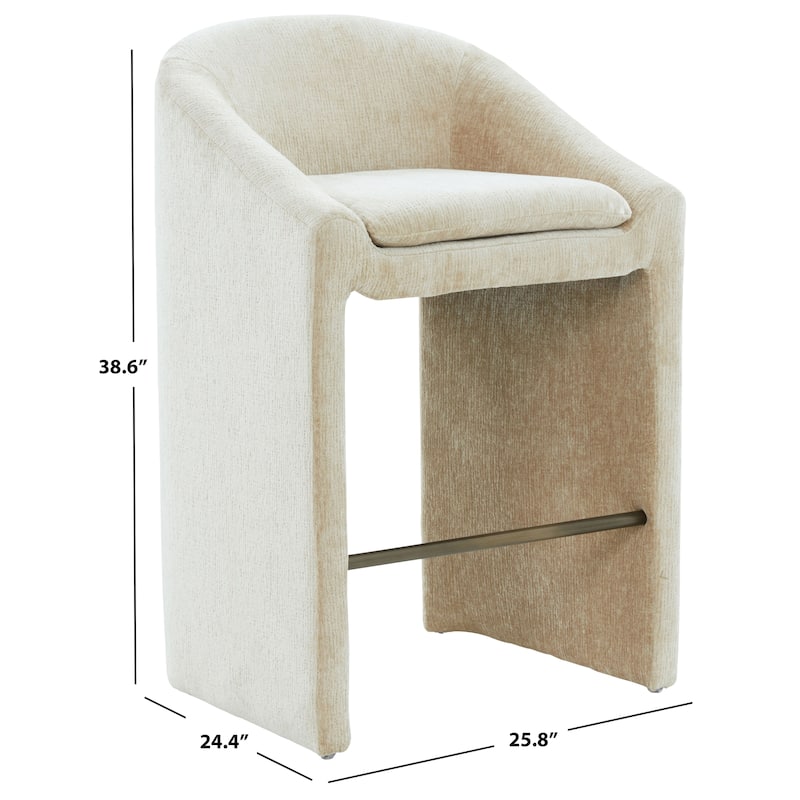 SAFAVIEH Couture Kagan Chenille 31-inch Barstool - 26"W x 24"D x 39"H