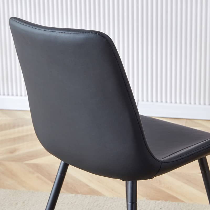 Modern/Contemporary Faux Leather Dining Chairs Set of 6 with Black Metal Legs