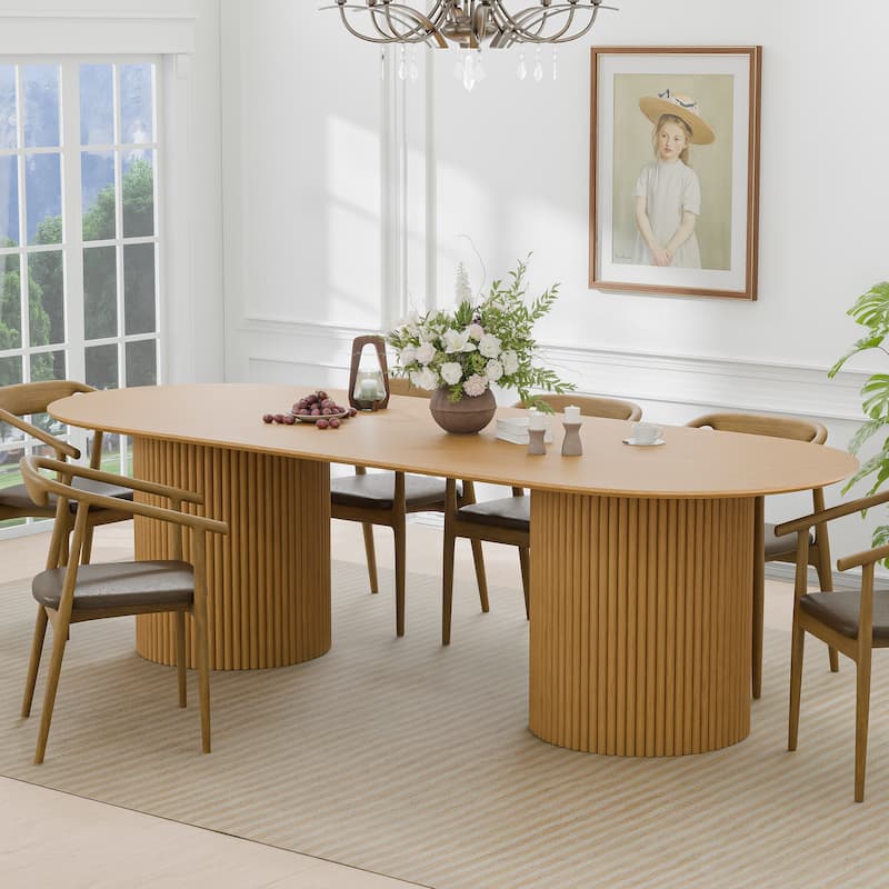 86" Big Solid Wood Oval Dining Table Kitchen Table for Family