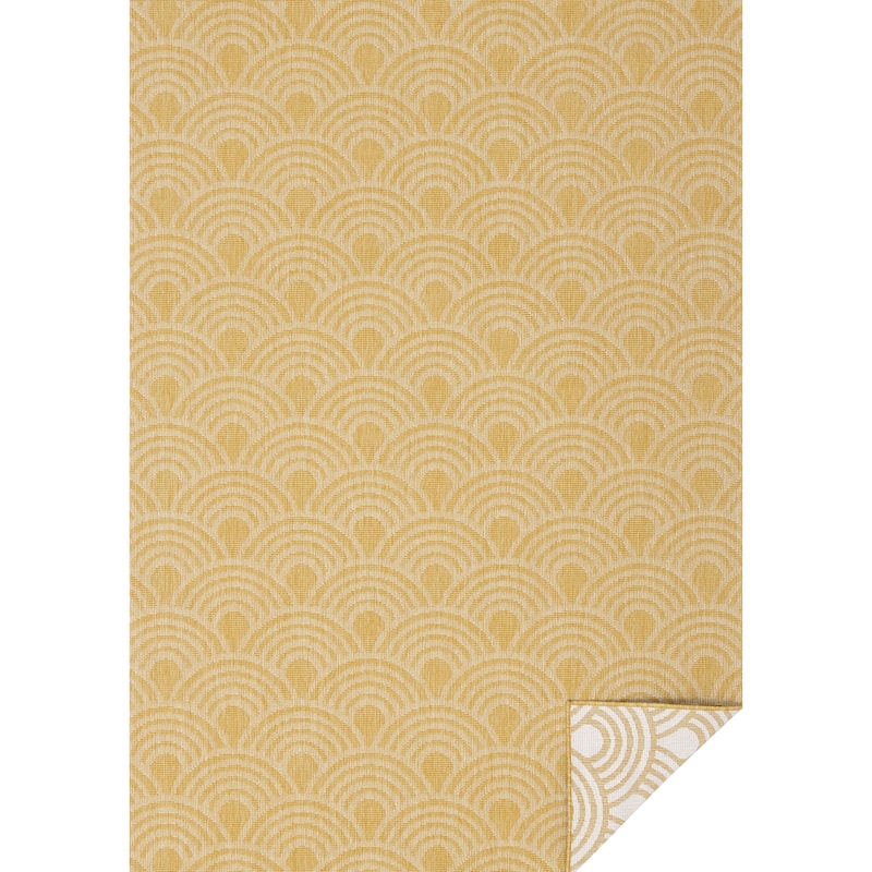 Brooke Collection - Yellow Cream Revesible Arches Indoor-Outdoor Area Rug