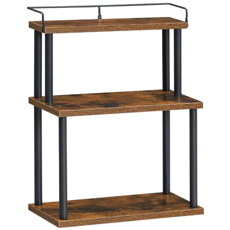 Moveable Corner Shelf - 15"D x 7.1"W x 19.7"H - Rustic Brown + Black