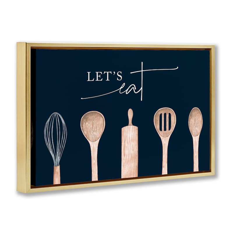 Stupell Let's Eat Kitchen Utensils Framed Floater Canvas Wall Art Design By Lux + Me Designs