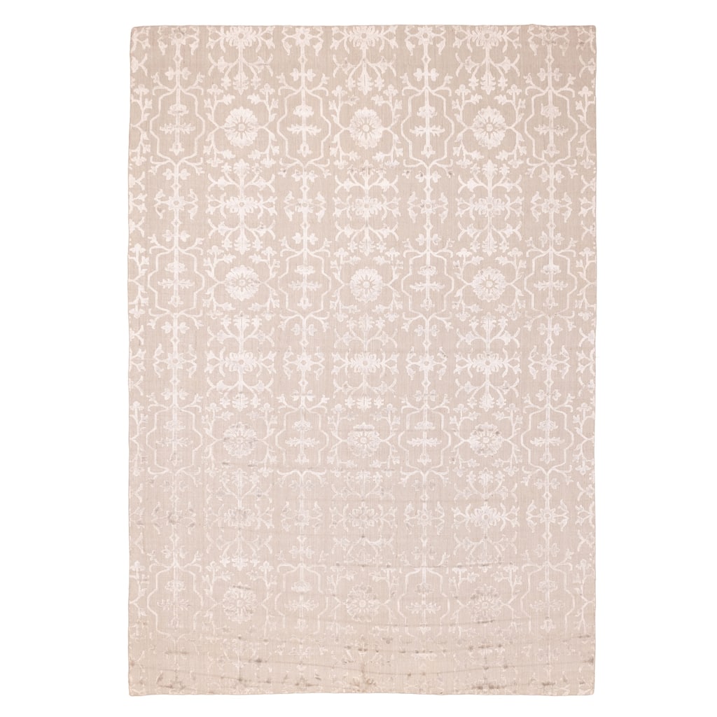 ECARPETGALLERY Hand Loomed Elysian Taupe Viscose, Wool Rug - 8'0 x 11'0