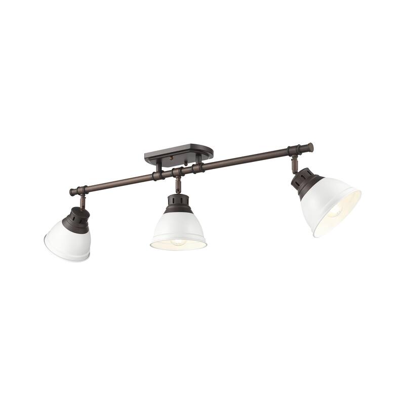 Yep by Golden Lighting Duncan 3-light Semi-Flush Mount in Rubbed Bronze and Matte White shade