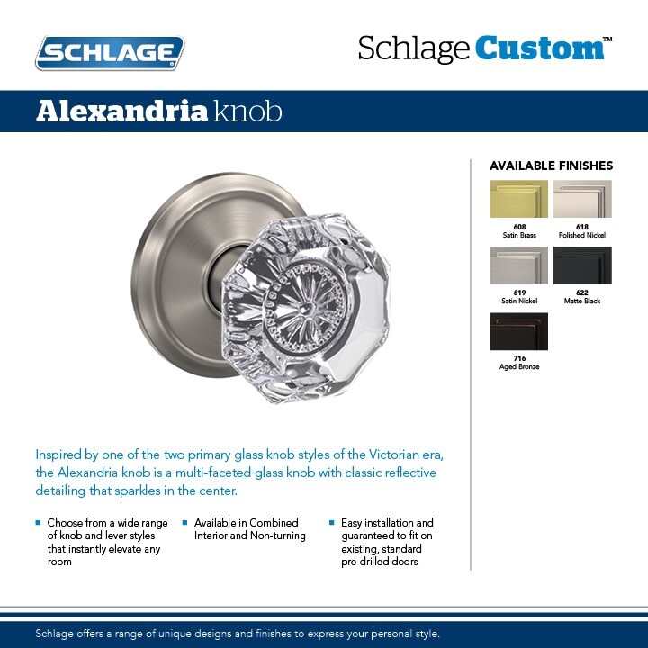 Shop Schlage Fc21 Alx Ald Custom Alexandria Passage Privacy Door