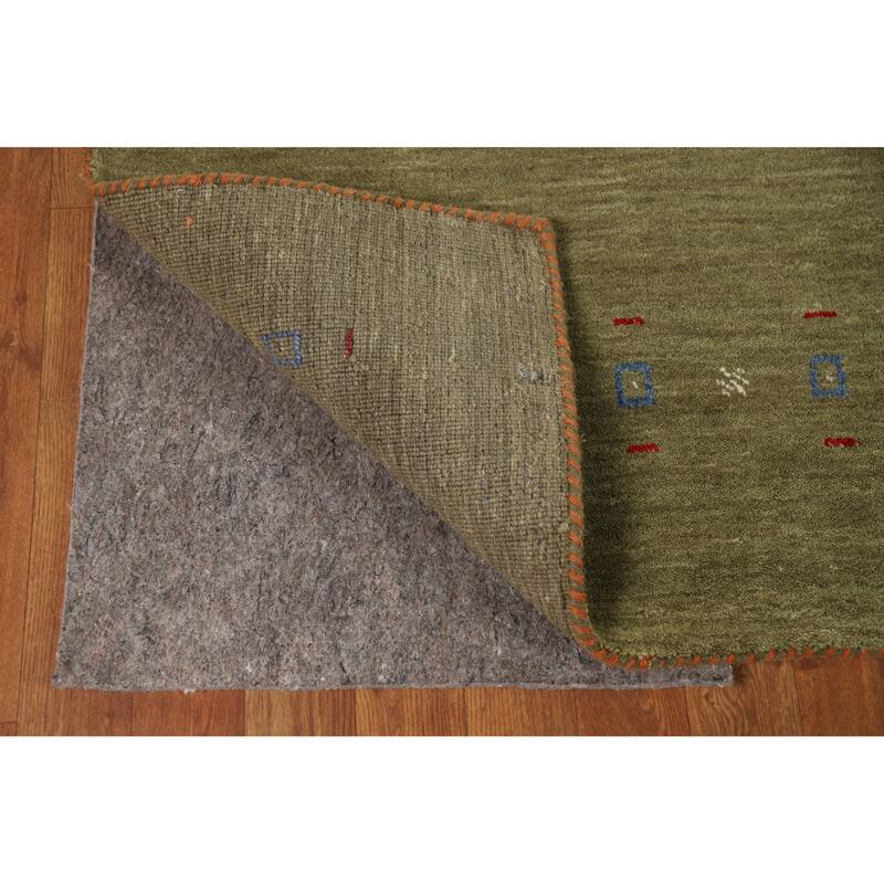 Hand Knotted Oriental 100% Wool Carpet Tribal Tribal Green Gabbeh Area Rug - 7' 8'' X 5' 1''