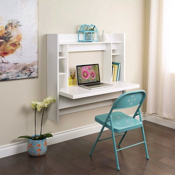 Wall Mounted Desk With Storage Shelves Home Computer Table