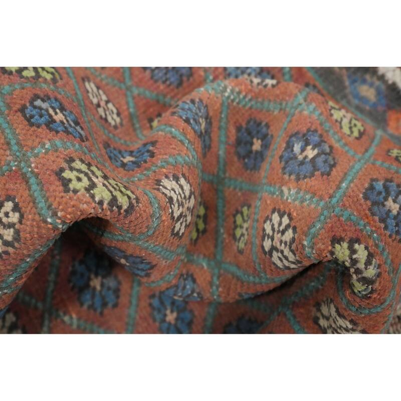 Hand Knotted Oriental 100% Wool Carpet Traditional Floral Oranges & Rust Tabriz Area Rug - 4' 5'' X 3' 1''