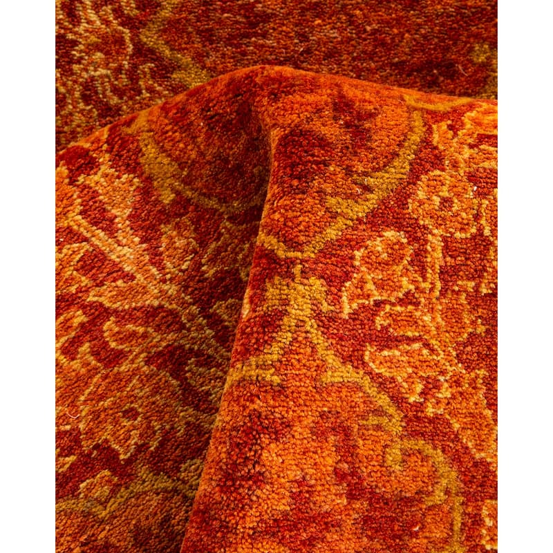 Overton Handknotted Wool Traditional Oriental Orange Runner