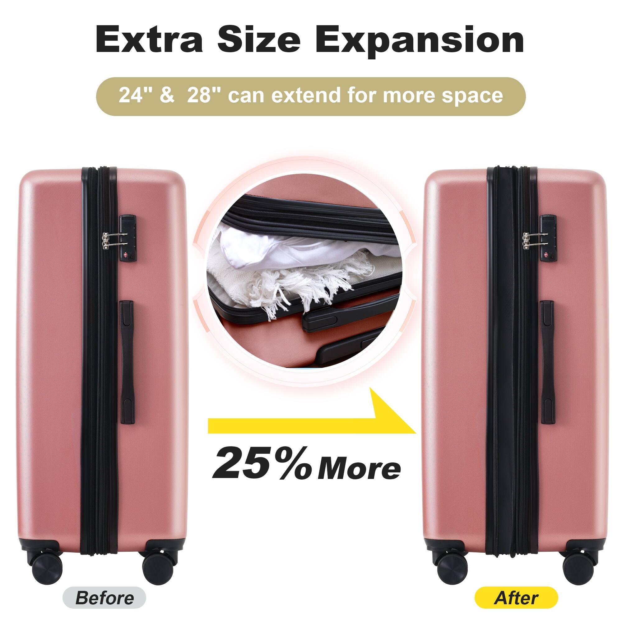 2-Piece Set Expandable Luggage Set, ABS Hard-Shell Suitcase with TSA ...