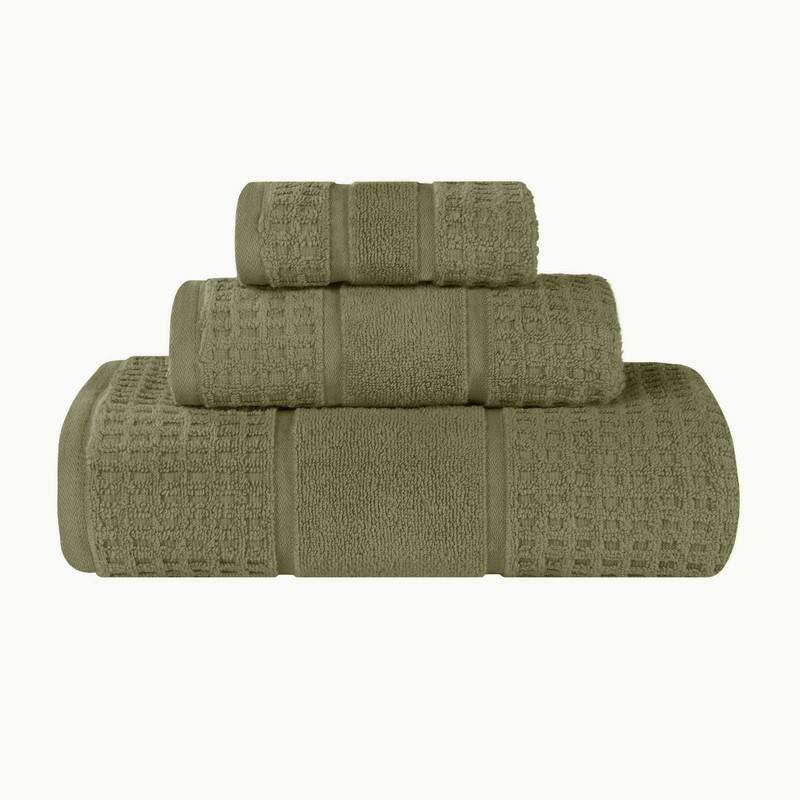 Superior Napa Zero Twist Cotton Waffle 3 Piece Bathroom Towel Set