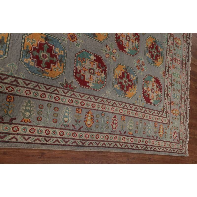 All-Over Geometric Kazak Oriental Area Rug Wool Carpet - 8'5" x 11'9"