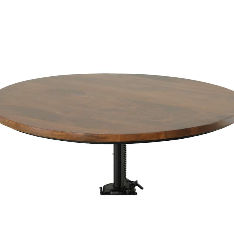Carolina Living Bentley Adjustable Crank Table - Chestnut Top - Black Base - Adjustable Height