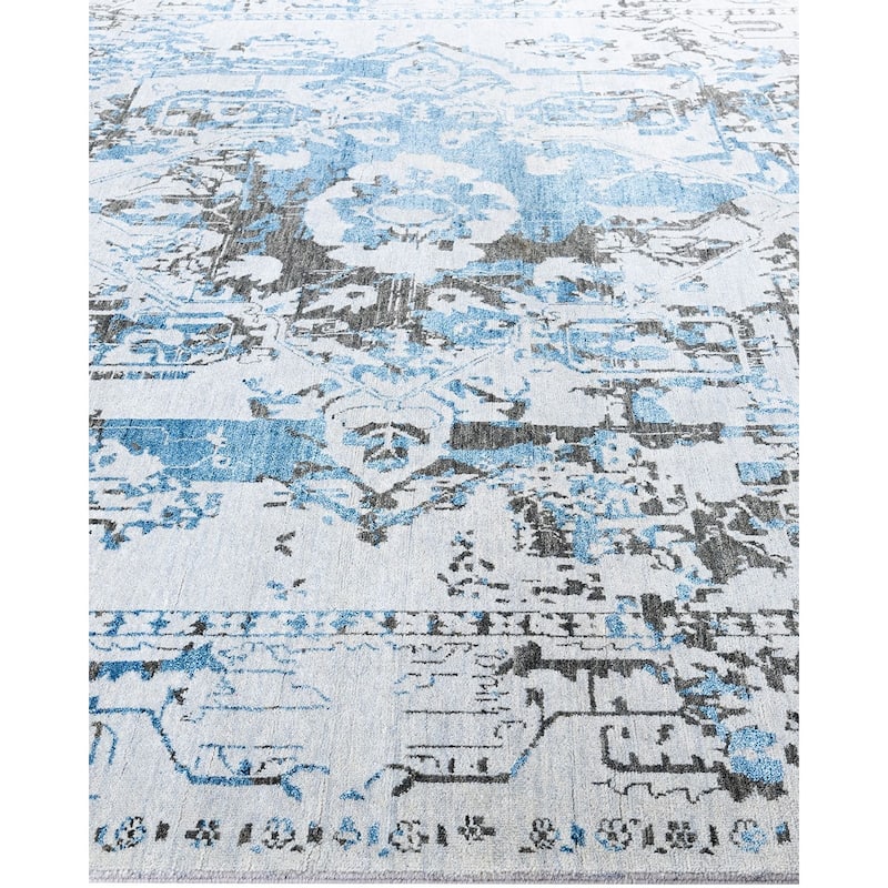 Ikat One-of-a-Kind Hand-Knotted Area Rug, Gray - 8' 2" x 10' 6"