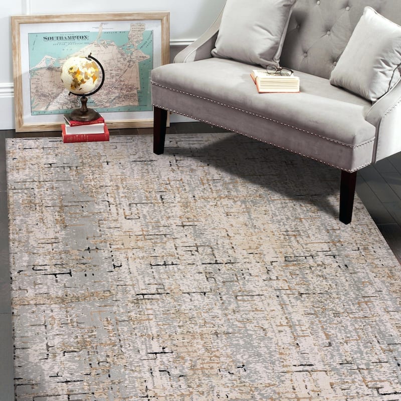 Sevita Grey/Cream/Taupe Geometric Contemporary Area Rug