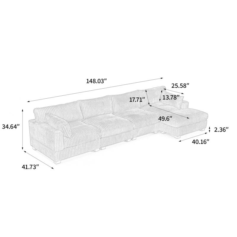 Plush Flannel Modular Sectional Sofa for Living Room