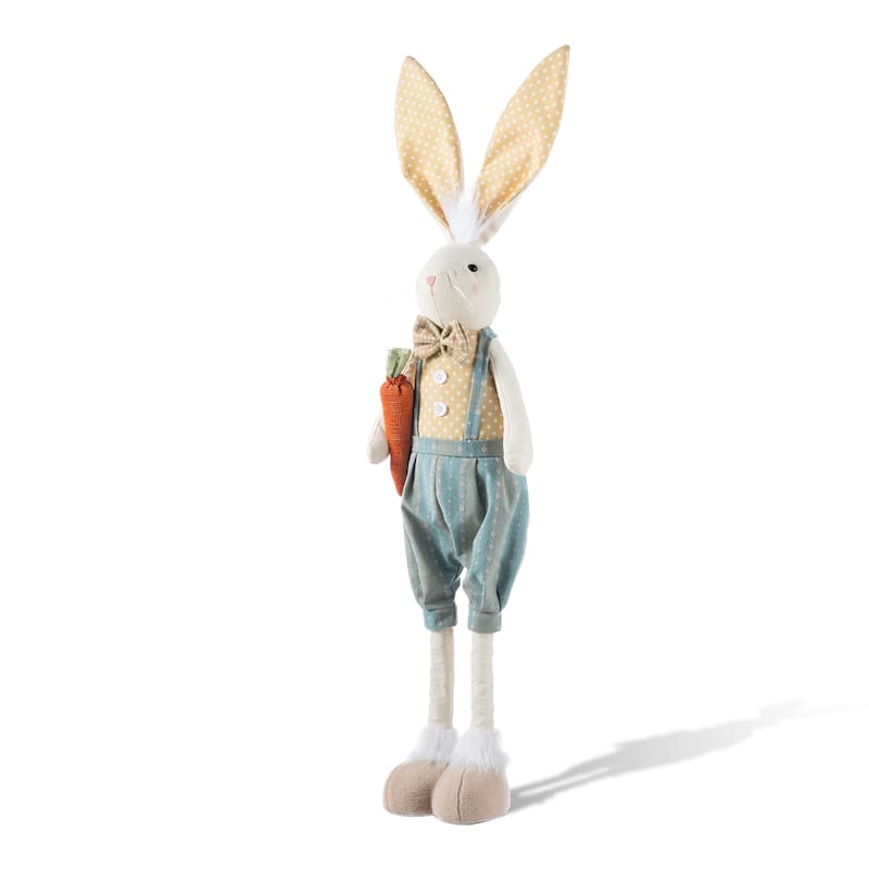 Glitzhome 32.75"H/23"H Easter Fabric Boy Bunny with Telescoping Legs