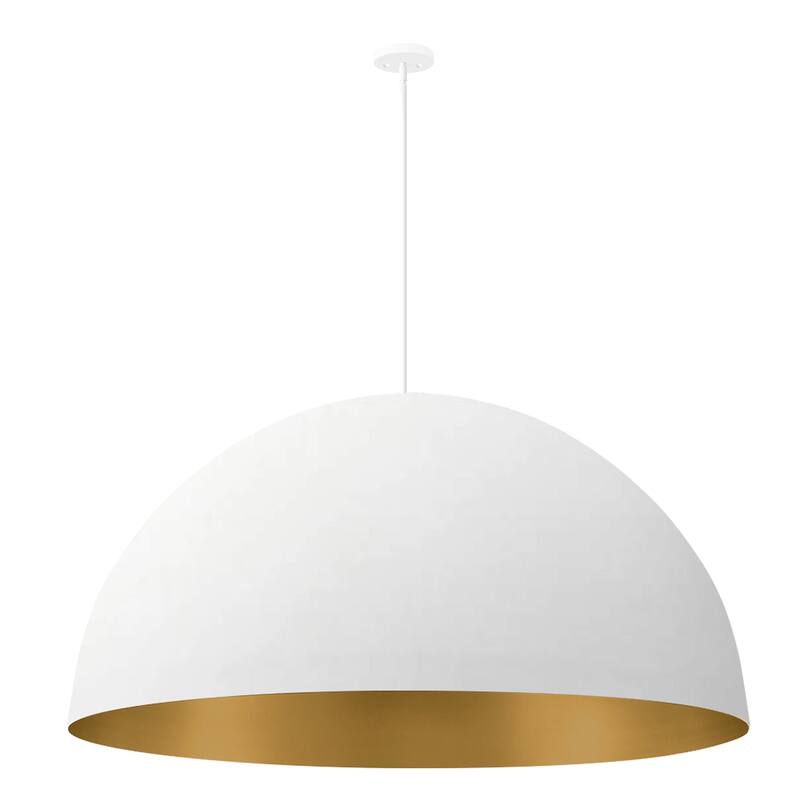 Justice Design EVOLV Elias - Dome Pendant Light - 59" - Matte White with Champagne Gold interior