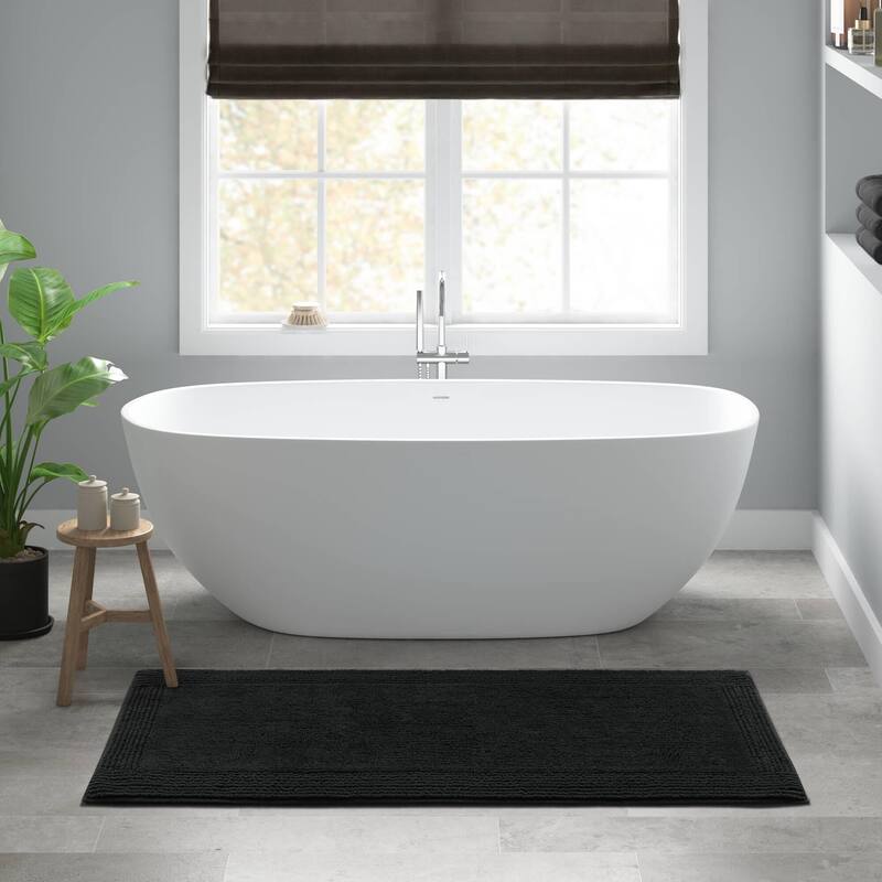 Cotton Tufted 3000 GSM Reversible Bath Rug - 24x60" - Black