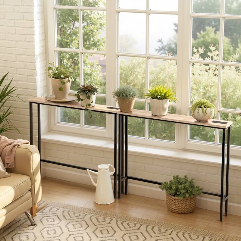 2-piece Set Triamine + Iron 200 * 15 * 79cm with Power Strip Foyer Table