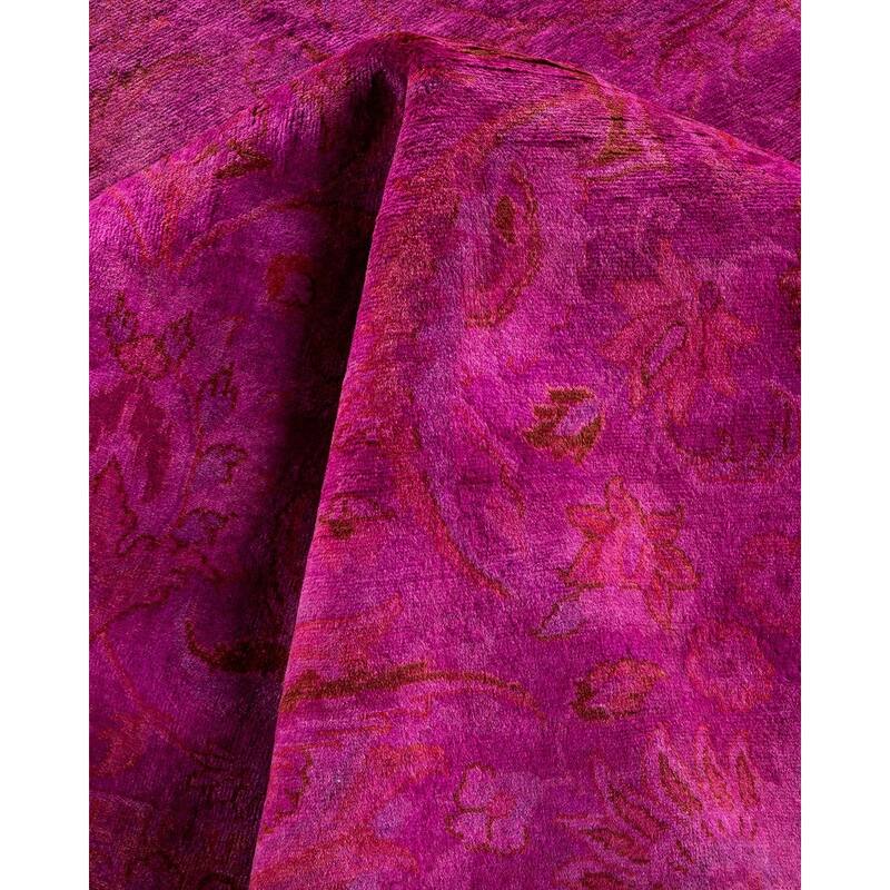Overton Hand Knotted Wool Vintage Inspired Modern Contemporary Overdyed Pink Area Rug - 8' 2" x 8' 2"