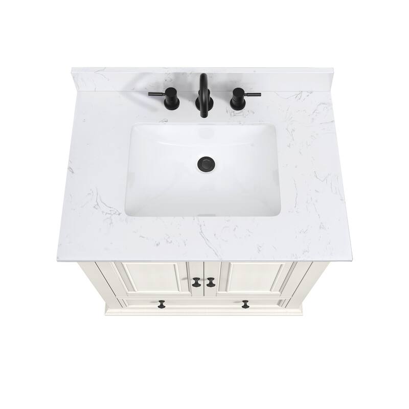 Thompson 30 in. Single Sink Bathroom Vanity with Engineered Stone Top - 31"W x 22"D x 35"H