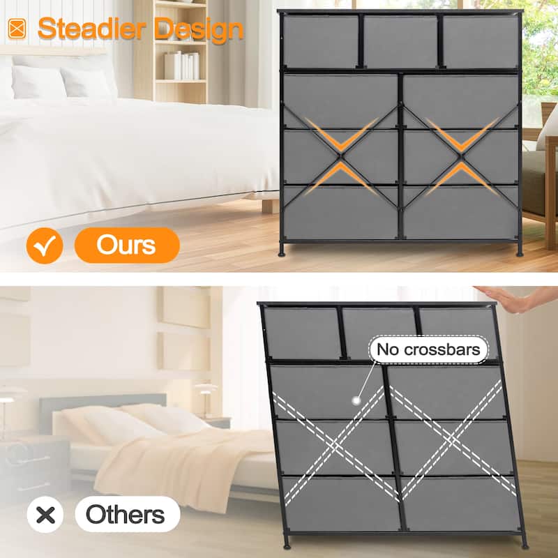 Home Extra Wide Closet Dresser Storage Tower Organizer Unit 9 Drawers