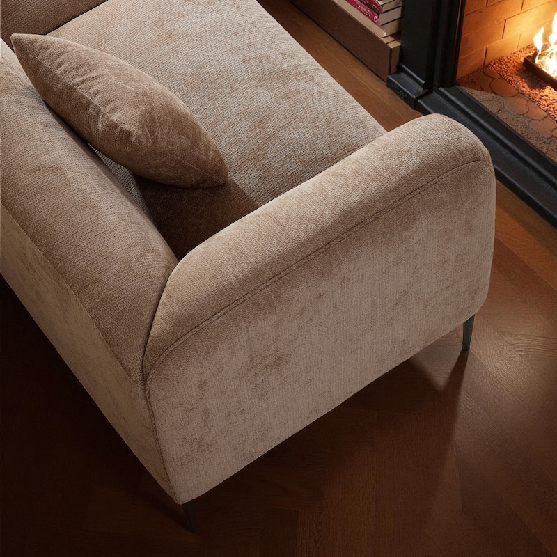 82.6" Modern Curved Boucle Sofa, Thick Cushions & Solid Wood Frame, Cozy Living Room Couch for Reading & Movie Nights