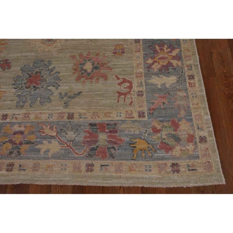 Transitional Oushak Turkish Area Rug Hand-Knotted Wool Carpet - 5'0"x 7'11"