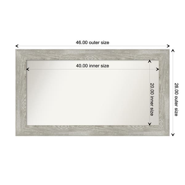 dimension image slide 24 of 113, Dove Greywash Framed Non-Beveled Custom Wall Mirror, Bathroom Vanity Mirror