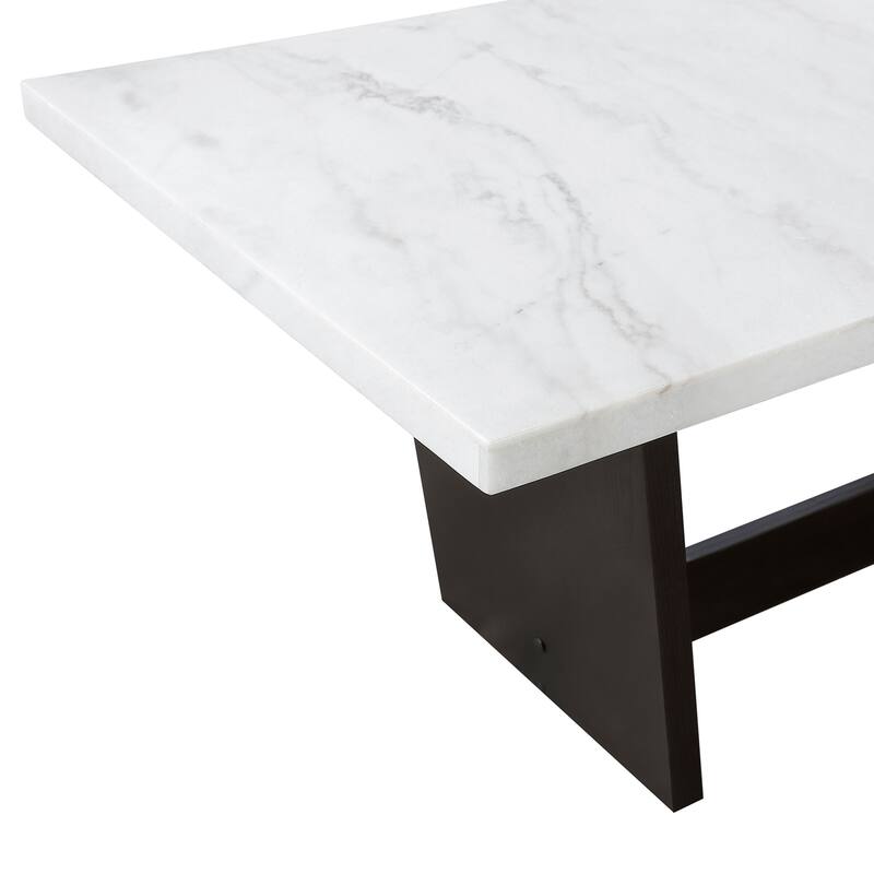 Maroney Rustic Espresso Marble Top Dining Table