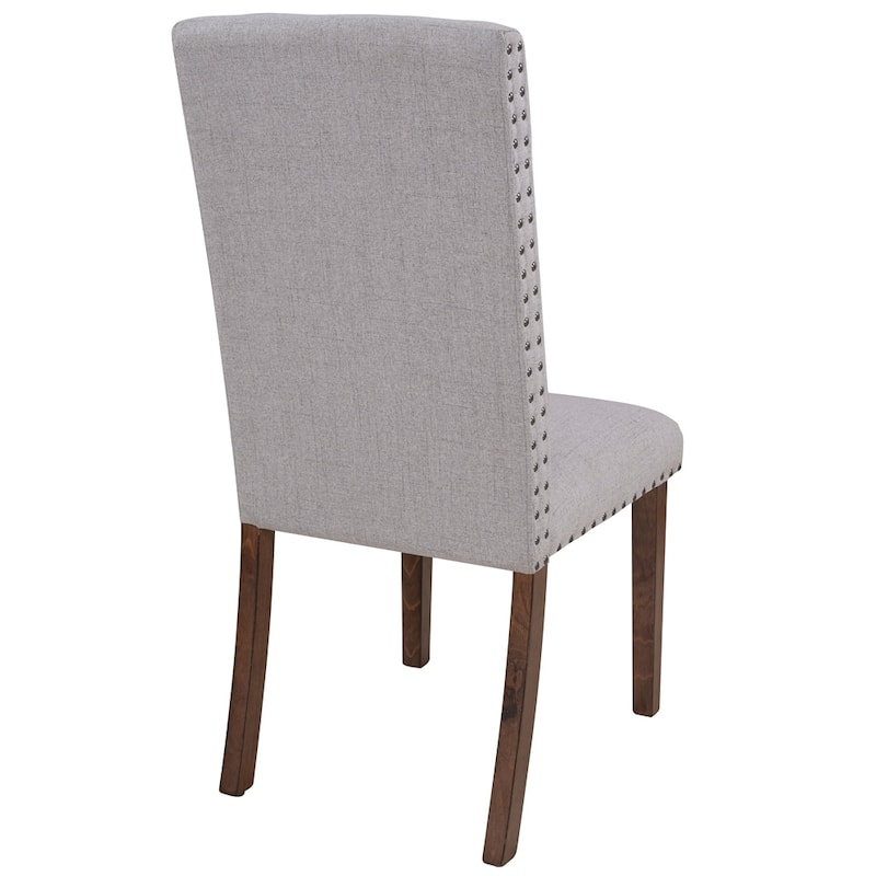 Upholstered Dining Chairs - Dining Chairs Set of 2 Fabric Dining Chairs with Copper Nails and Solid Wood Legs