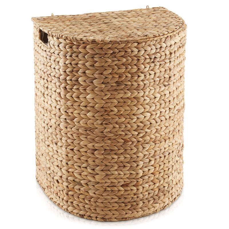 Half Moon Laundry Hamper Basket w Lid and Removable Liner for Clothes